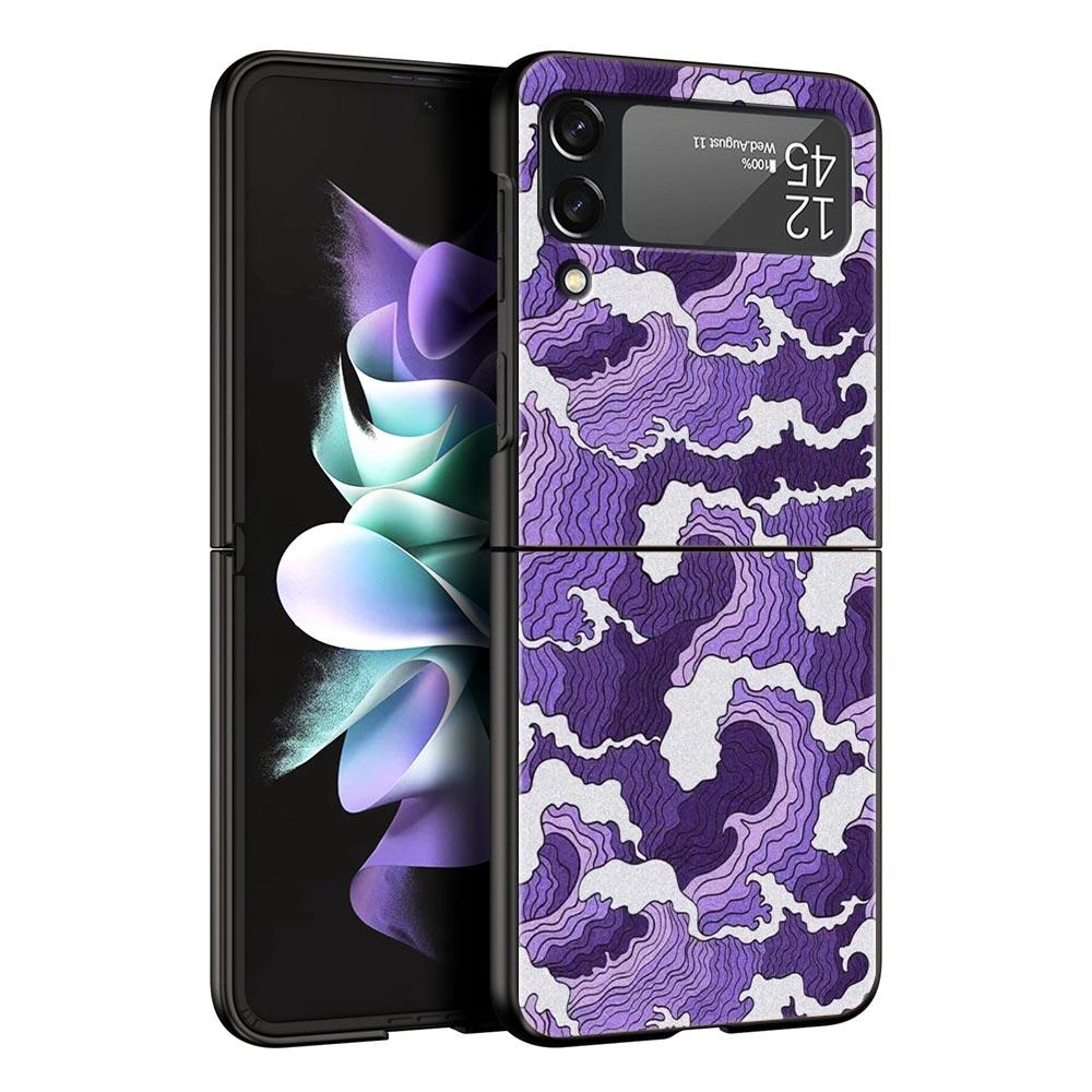 Для Samsung Galaxy Z Flip 3 4 5 жесткий черный складной чехол для ПК-телефона бесконечность на фиолетовом для Samsung Z Flip3 защитный чехол