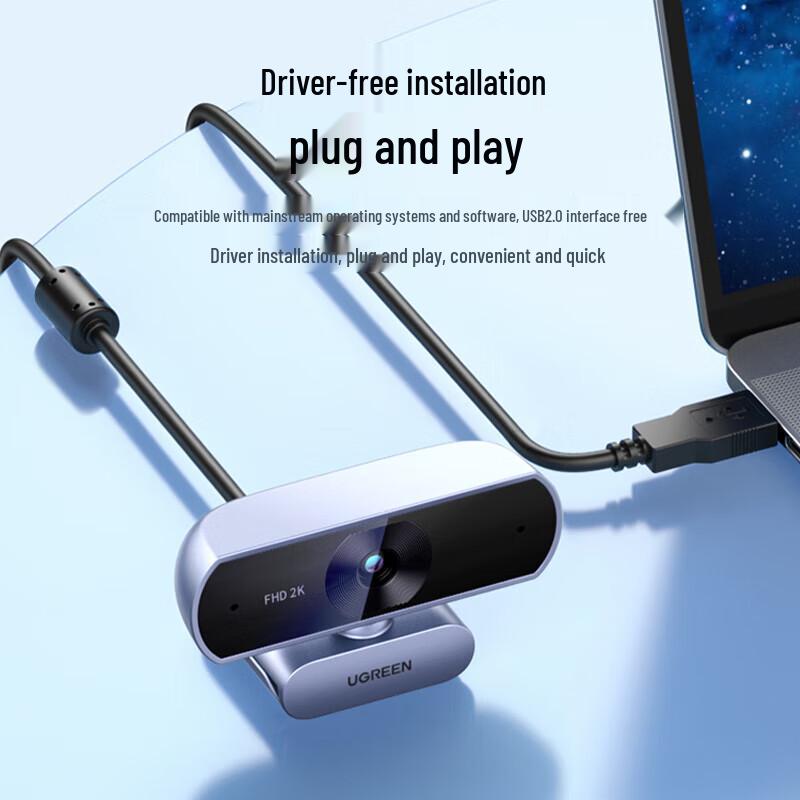 UGREEN 2K HD USB Webcam with Microphone & Autofocus