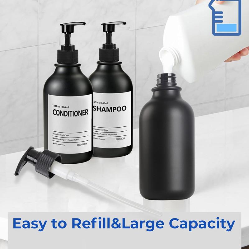 500 мл матовый черный флакон лосьона многоразового использования шампунь кондиционер гель для тела контейнер с этикеткой/стойка/поднос для ванной кухни