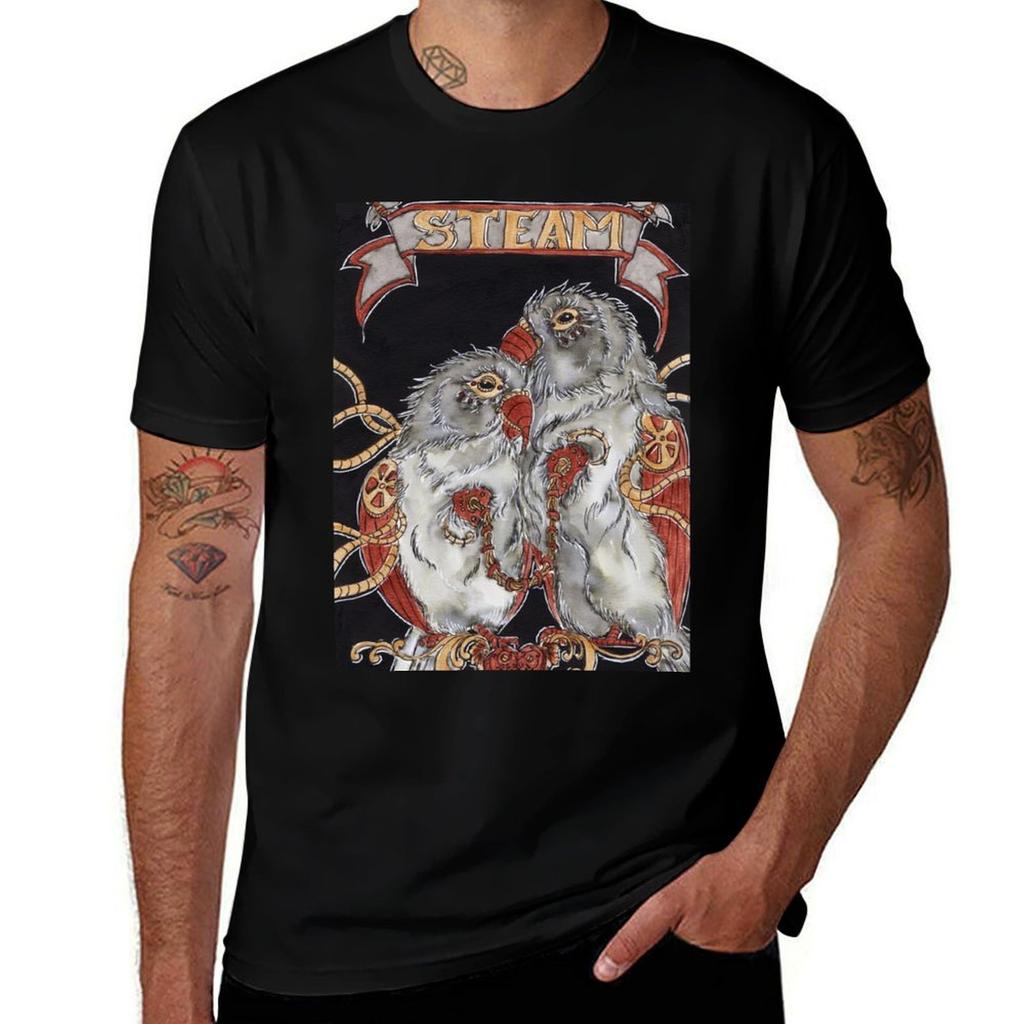 Steampunk Parrots The Lovers Tarot TShirt Christmas Casual Tee Shirt
