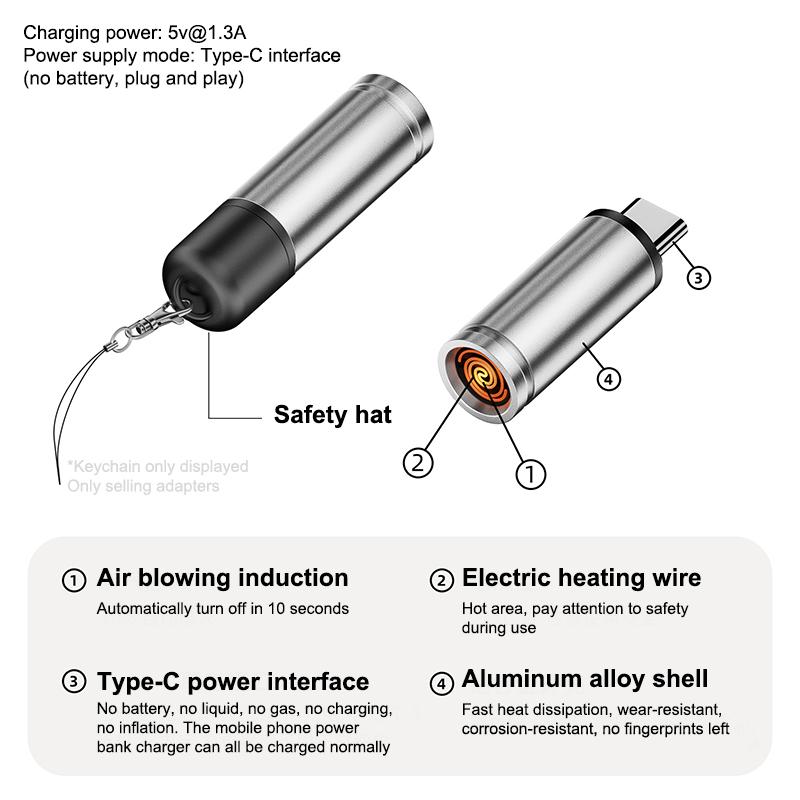 Type C Mini Lighter, No Battery or Flame Needed, Blow-to-Ignite, Auto Shut-Off, Compact Design for Air Travel & Outdoor Use.
