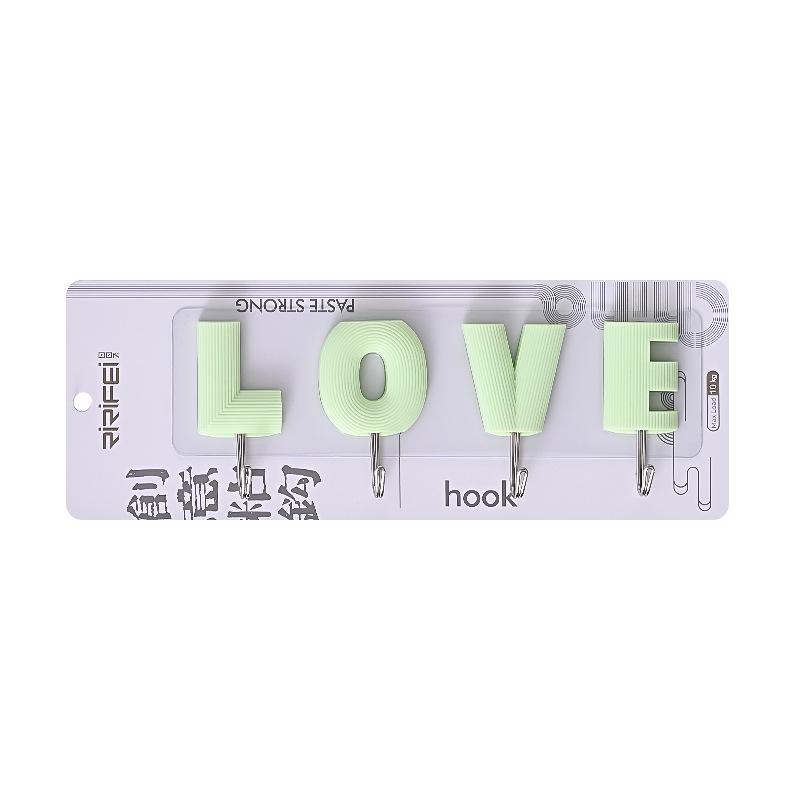 4 шт. симпатичный крючок сильная вязкость мультфильм LOVE форма крючки пластиковые без пробивного ключа крючок дверь общежития доступно прекрасное украшение