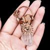 Natural Clear Quartz Point Pendant Retro Antique Copper Sun Face Charm Crystal Point Necklace Pendant For Jewelry Making