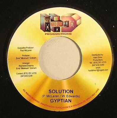 7-дюймовая пластинка GYPTIAN / GINJAH - Solution / Stay Sweet НЕТ Жесткий диск Prod Ямайка Регги, Ска и Даб Б/У