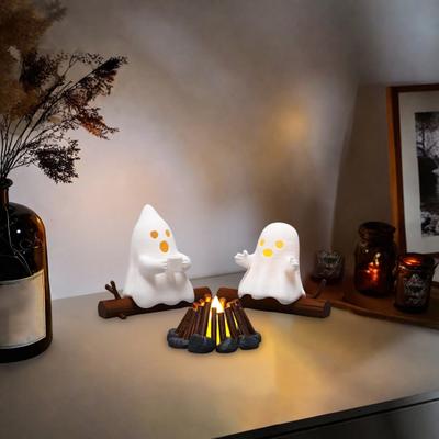 Хэллоуин Призрак Костер Собрание Ночник Жуткая Статуэтка Украшение 3D Печать Украшение Книжной Полки Домашний Декор Акцент