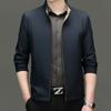 Мужская куртка с воротником-стойкой, весна и осень, новый повседневный пиджак большого размера для пап среднего возраста, деловой мужской стиль