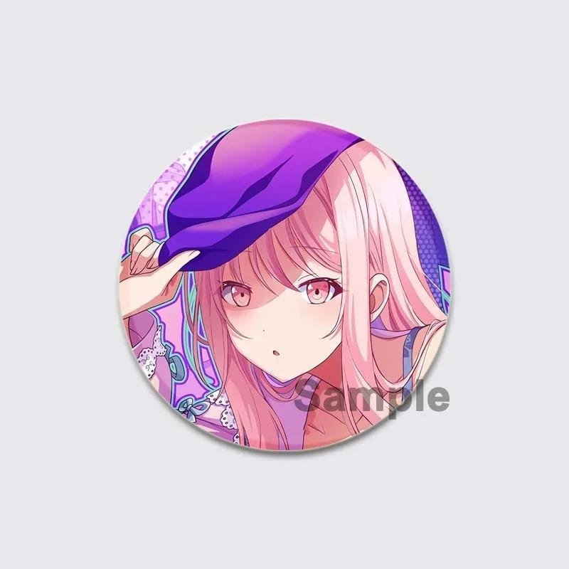 32/44/58mm Anime Mizuki Akiyama Badges Project SEKAI Brooch Round Brooches Jewelry Creative Art Pins for Backpack Decor Gift Accessory