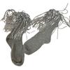 Womens Harajuku Sequins Tassels Decorative Trim Calf Sock 90s Solid Rib Middle Tube Sock Nightclub Party Stockings