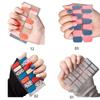 Stick On Nail Polish Strips Glitter Plaid Solid Self Adhesive Nail Stickers Self-Ashesive Nail Art Sets for Women Girls