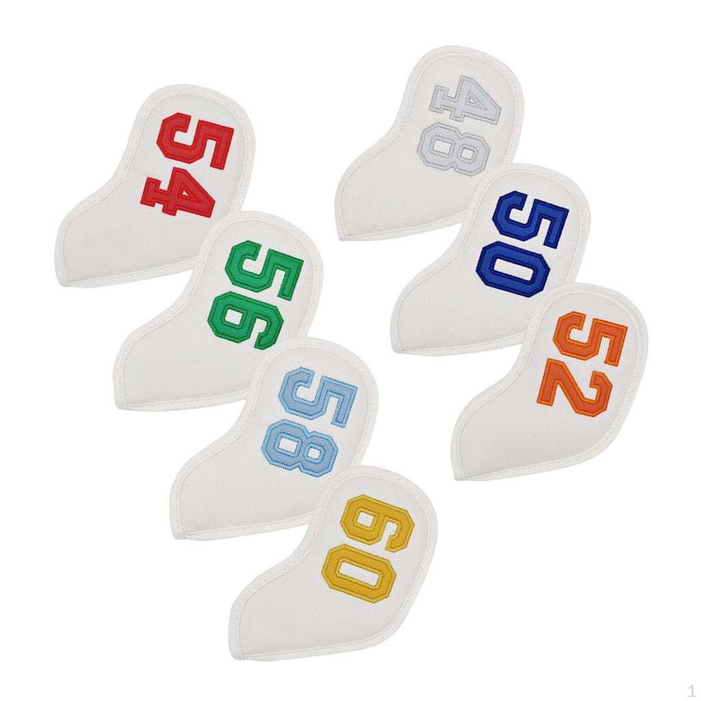 7 Pieces PU Golf Club Headcovers Identification Number Embroidery Dustproof Thick Durable Head