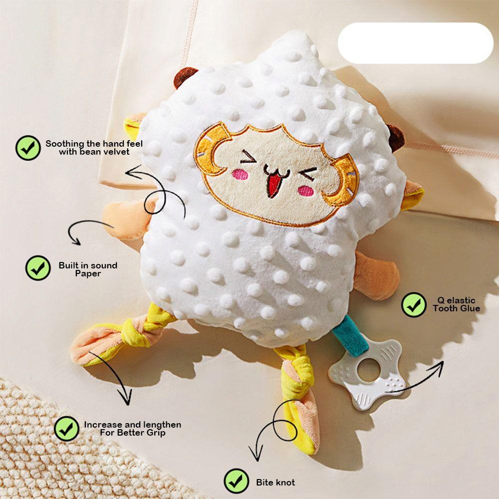 With Teether Baby Soothers Toys Cute Animal Plush Stuffed Doll Fun Soothing Pillow for Infant