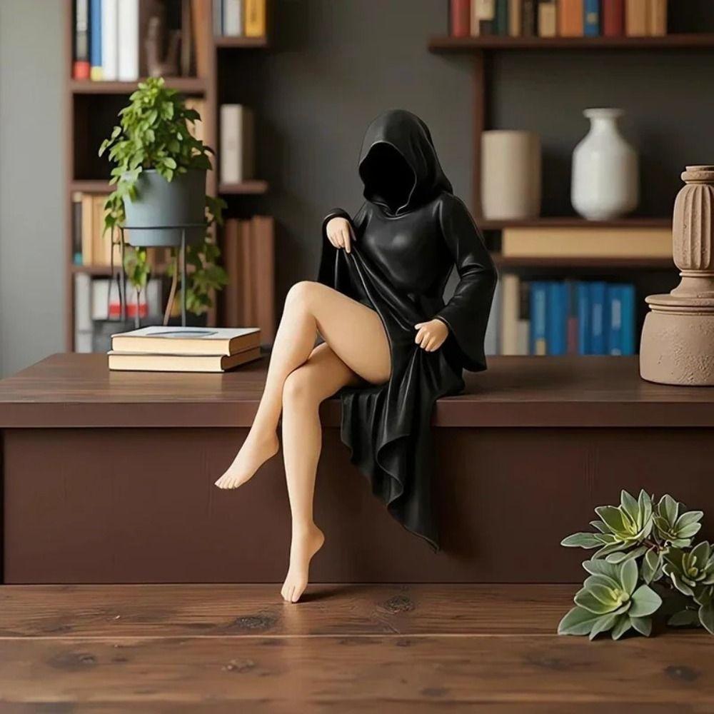 PLA 3D Mysterious Statue Black Robe Desktop Ornaments New Bookshelf Sculpture Halloween Decor