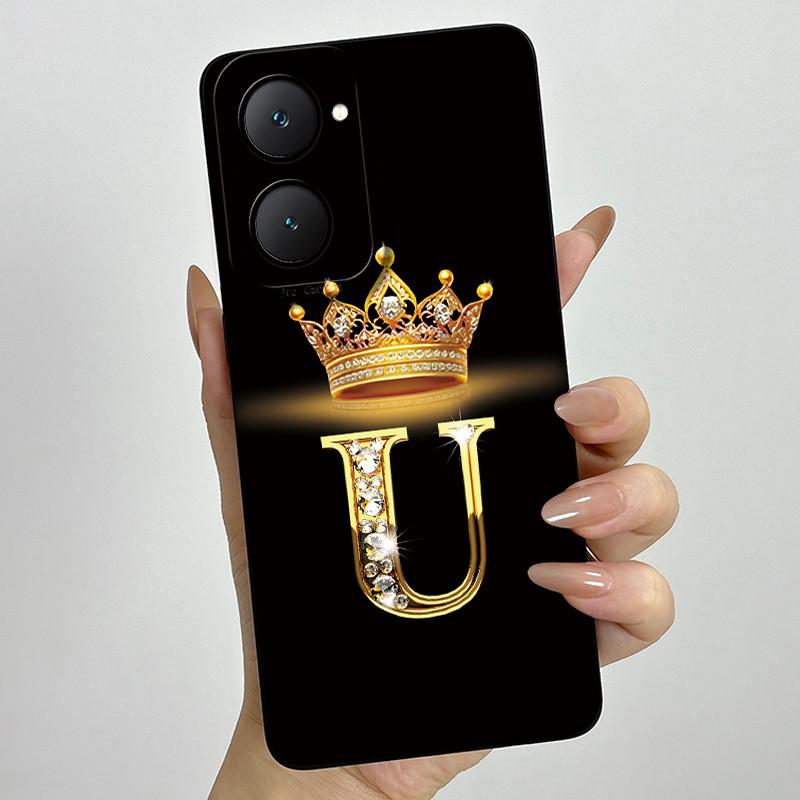 For Vivo Y18 Y18i Y18e Y28s 5G Case Soft Silicone Crown Letter For Vivo Y03 Y03T Case Fundas Coque VivoY03 V2332 Bumper Shells