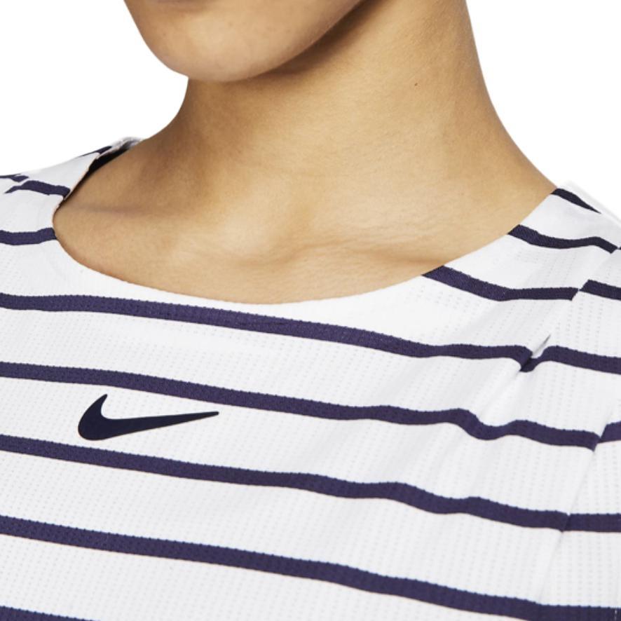 Nike Tennis Tops Women's White Blue Crew Neck Moderate CI9371-100