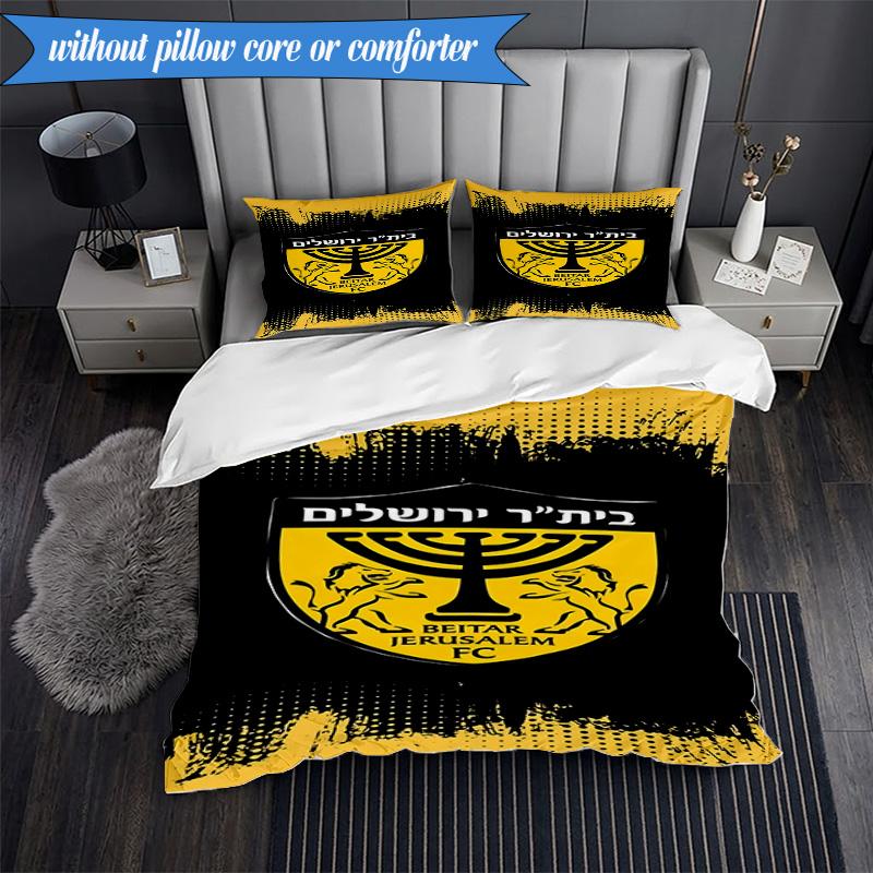 3PCS Beitar Jerusalem Football Club Printed Soft Bedding Set,Including 1pc Duvet Cover And 2pcs Pillowcases Perfect for Bedroom, Dormitory, Fan gift