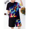 2 шт. Модный костюм для мальчиков с 3D-принтом, повседневный пуловер, футболка для мальчиков для улицы, костюм с шортами, отлично подходит для улицы