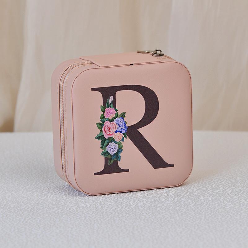 1PC Jewelry Boxes for Wedding Party Black Alphabet Personalized Pink Gift Box Jewellery Holder Jewelry Organizer Case