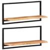 VidaXL Wall Shelves 2 Pcs 80x25x35 Cm Acacia Wood and Steel 338458