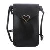 Женская мода Декор в виде сердца Сумка-кроссбоди для мобильного телефона Простой держатель для карт Touchsren Кошельки