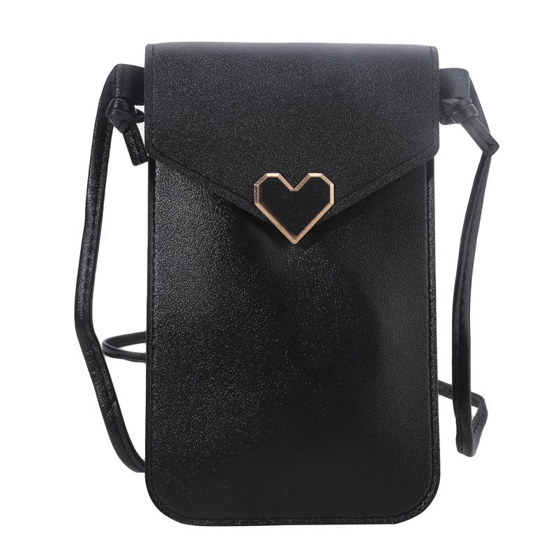 Женская мода Декор в виде сердца Сумка-кроссбоди для мобильного телефона Простой держатель для карт Touchsren Кошельки