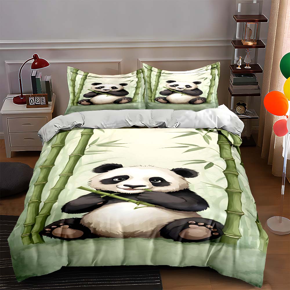 Panda bamboo design. Bedding Duvet cover sets Duvet covers Pillowcases gifts (1 * Duvet Cover 2 * Pillowcases, without duvet insert)