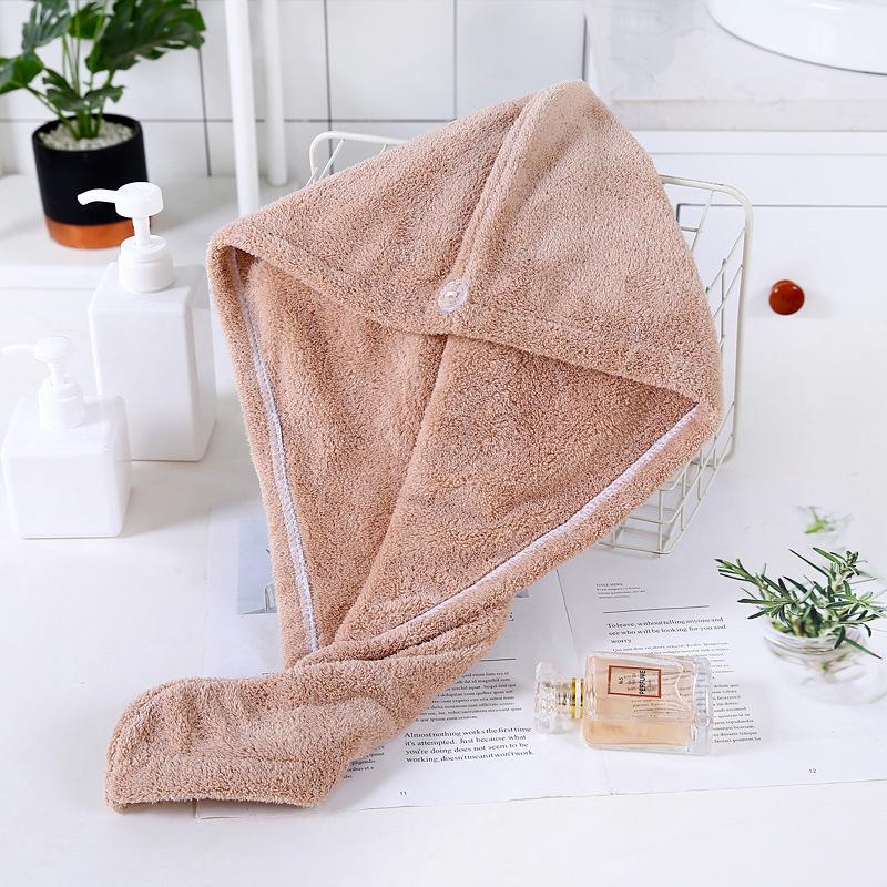 Мягкая шапка из сухого полотенца из кораллового флиса с пуговицей