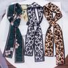 Korean Leopard Printed Skinny Scarf Women Soft Double Sided Neckerchief Hairband Lady Headband Bagscarf Female Neck Tie
