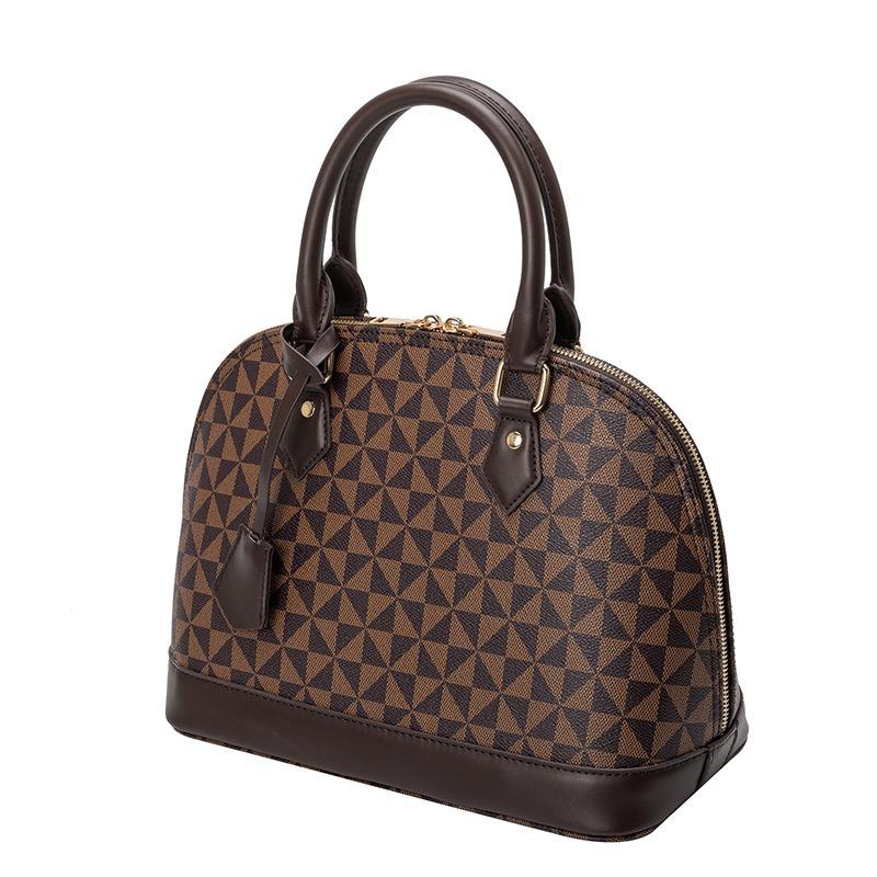 Элегантная женская сумка с двойной молнией и принтом, клетчатая сумка-ракушка, простая сумка на плечо большой вместительности, ручная сумка