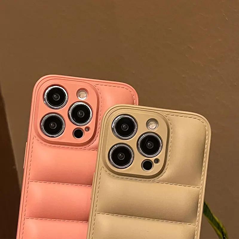 Пуховик с мелкой перфорацией силиконовый чехол для For Iphone 16 15 14 13 12 11 XR XS Pro Max Plus мягкая защитная крышка для телефона на зиму
