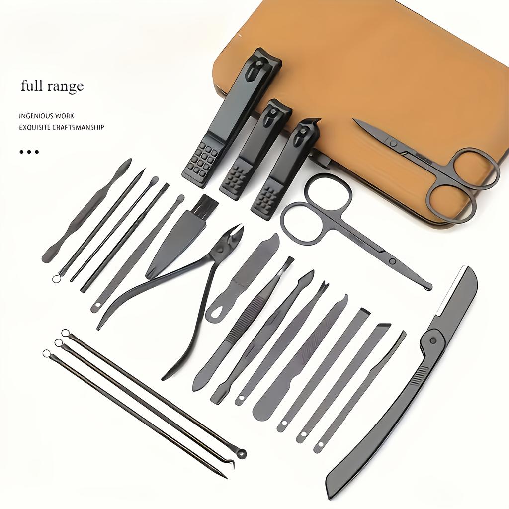 Luxury Nail Clipper Set - Stainless Steel Manicure Pedicure Kit in Case. Perfect Travel Gift for Men & Women.