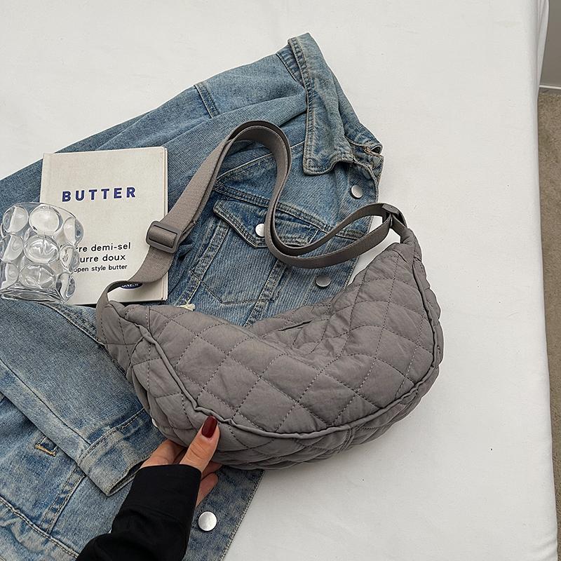 Женская сумка через плечо большой емкости, ромбовидная сумка через плечо, однотонная сумка-хобо