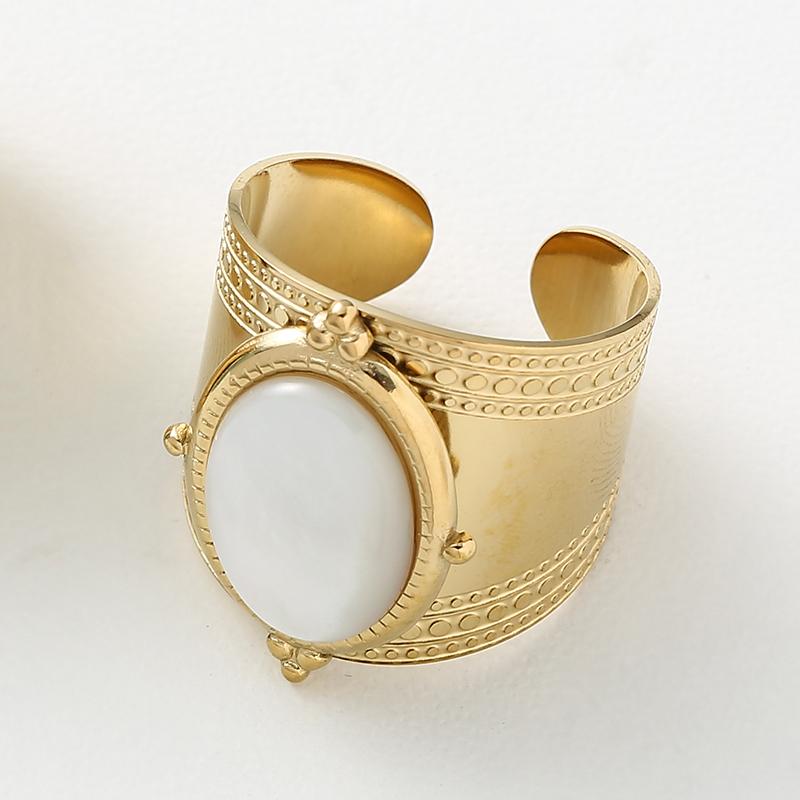 Роскошные открытые кольца из натурального бирюзового камня для женщин, из нержавеющей стали с покрытием из 14-каратного золота, широкое кольцо, женские украшения, подарки для вечеринок