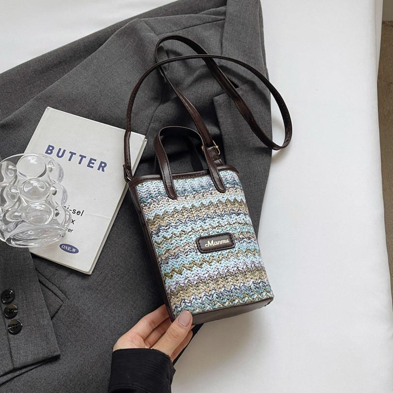 Stylish Minimalist Handbag For Women 2024 Summer New Casual Phone Purse In Orange And Blue