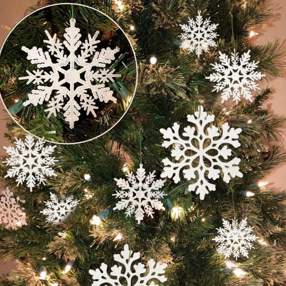 36 шт. Белые блестящие ornaments-снежинки из неокрашенной массы пластика и бумаги Украшение для рождественской площадки Рождественская елка Подвеска Для дома Зимние вечеринки