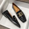 Fashion Brand Ladies Metal Chain Oxfords Shoes Big Size 42/43 Thick Heel Mocasines Mujer Flats Women Leather Loafers Square Toe Sneakers