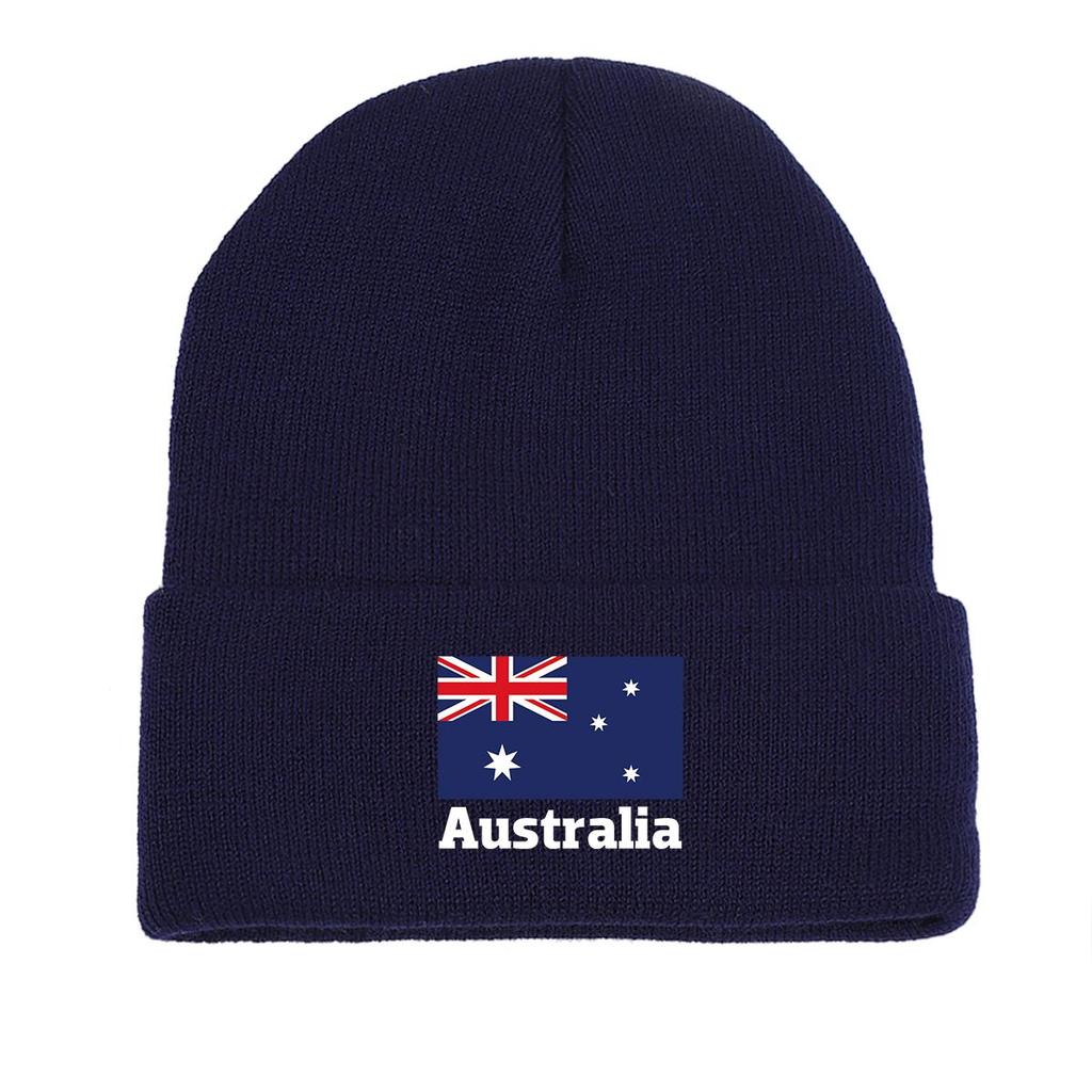 Вязаная шапка бини с принтом национального флага Австралии, патриотическая шапка-бини с отворотом, в стиле хип-хоп, с помпоном, вязаная шапка бини