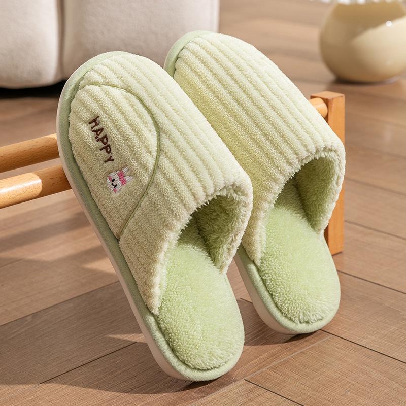 Cotton Slippers Women's Winter Home Use Spring and Autumn Indoor Warm Non-slip Home Winter Couple Plush Men