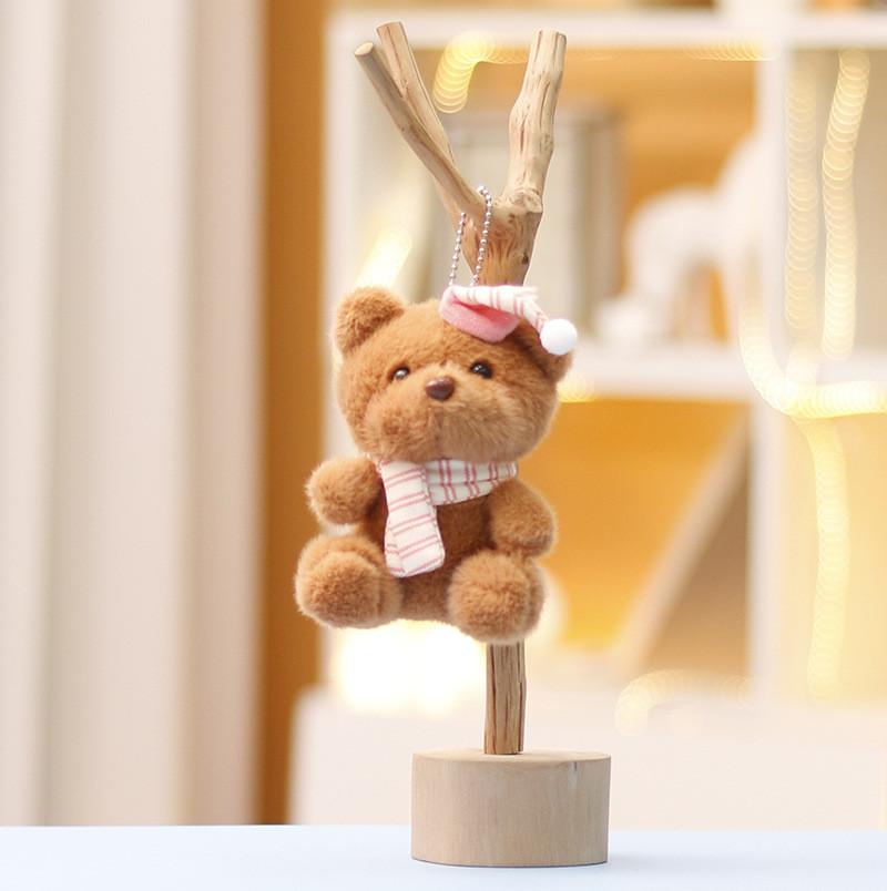 Santa Hat Bear Plush Toy Soft Stuffed Animal Keychain For Holiday Gift