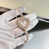 Элегантные кварцевые часы с сердечком из страз и бриллиантов, ремешок для часов, женские наручные часы с регулируемым браслетом, украшение на запястье