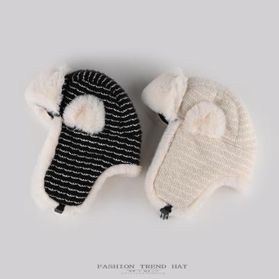 Корейская версия полосатой плюшевой шапки женская осенне-зимняя теплая шапка с защитой ушей мужская уличная велосипедная шапка для защиты от холода прилив