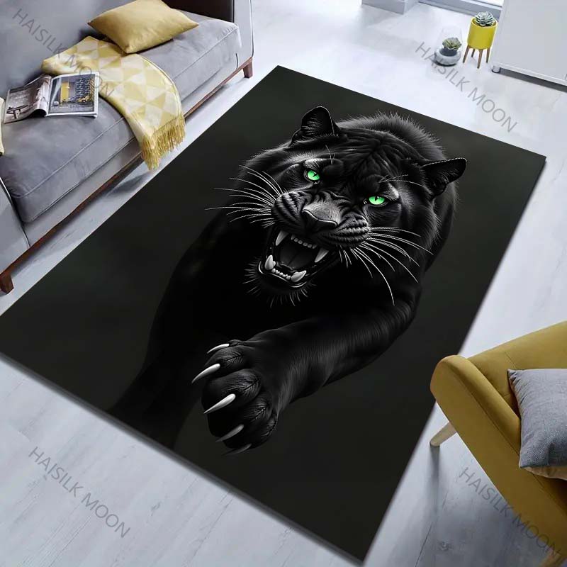Cool Black Leopard Print Carpet for Bedroom Living Room Bedside Sofa Floor Mat Modern Home Decor Area Rug Large Size