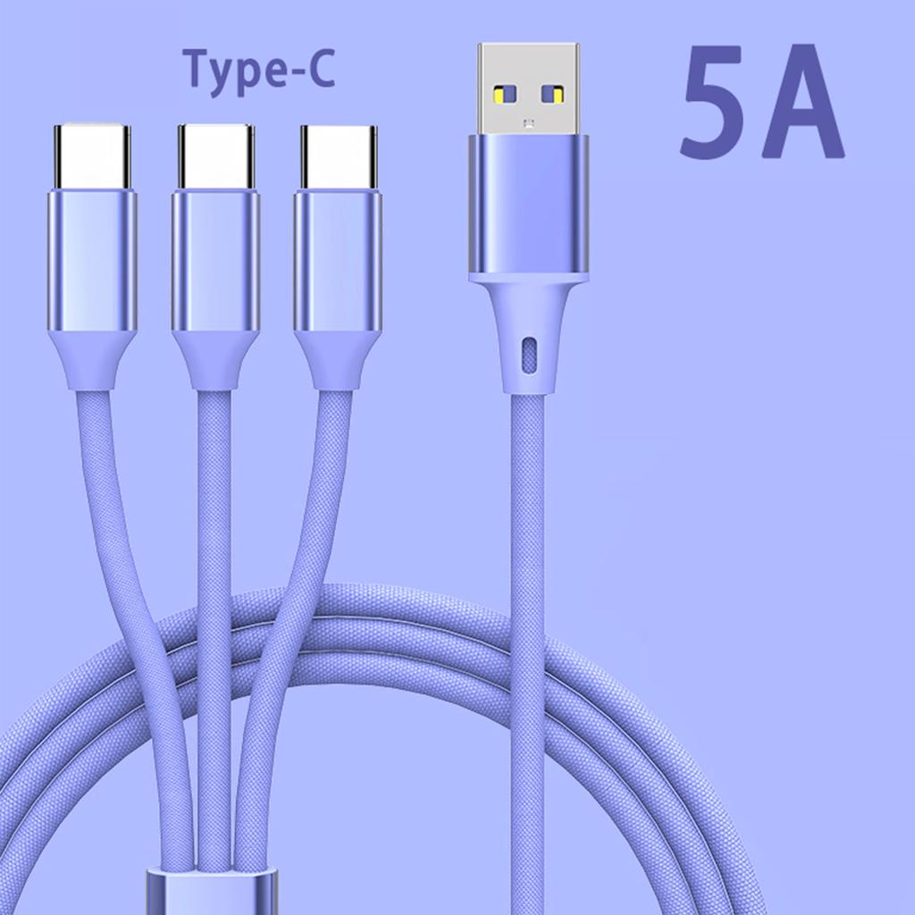 3 в 1 USB 2.0 TypeA на USB и TypeC разветвитель зарядный кабель 66 Вт HighPower USB Sync зарядный кабель