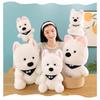 Adorable Scarf White Dog Plush Toy Soft Stuffed Animal For Gifts And Events
