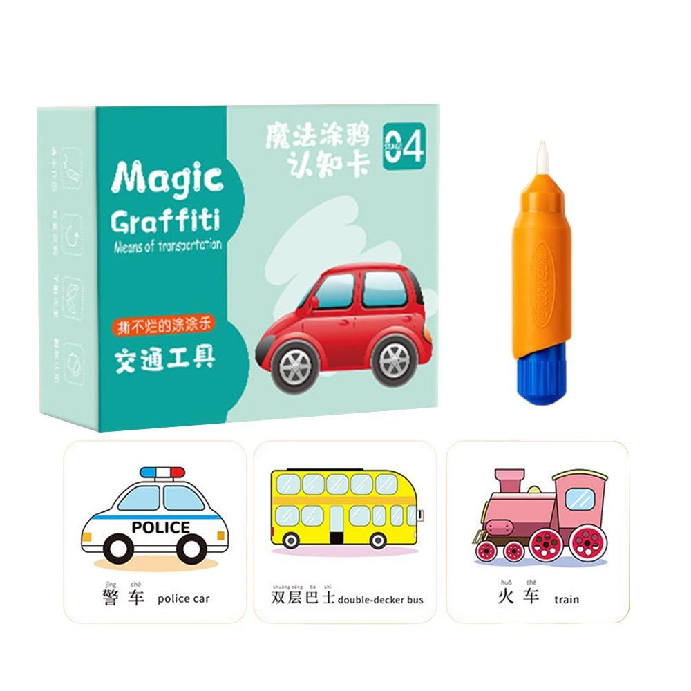Various Theme Magic Water Drawing Cards Cartoon Pattern Reusable Coloring Card  0-6 Year Old