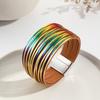 Multi-Strand Gradient Leather Bracelet Women With Magnetic Clasp PU Wristband In Fashionable Colors