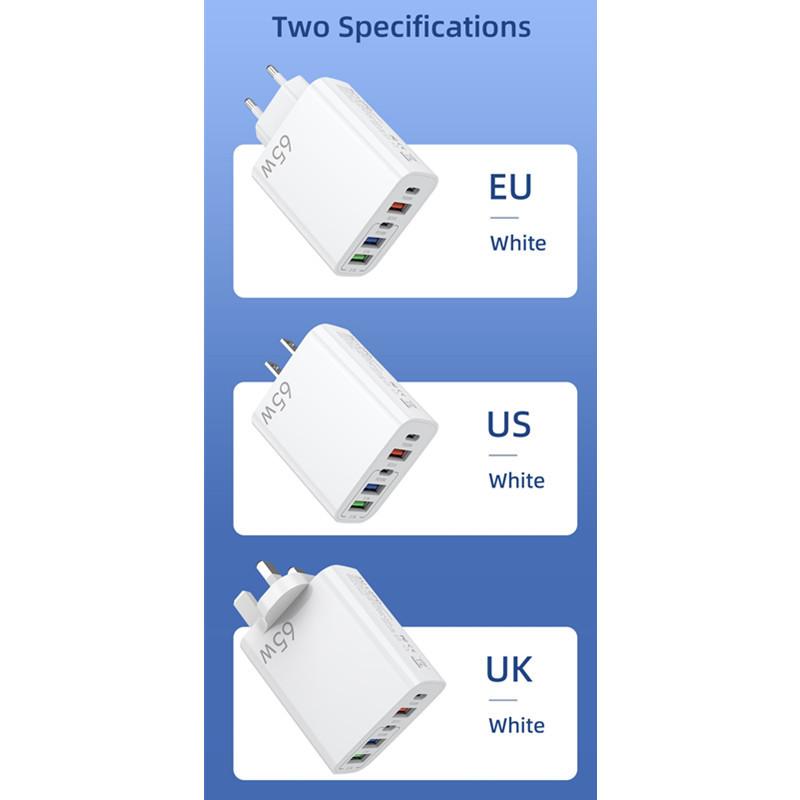 European and American Multi-port Mobile Phone Charger Fast Charging Head 3usb+2C British Five-port Charging Head Suitable for Apple