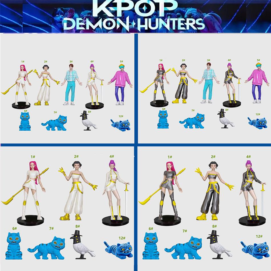 7-9pcs/Set Kpop Demon Hunters Action Figure Toy Derpys Tiger Rumi Mira Zoey Sussy Figurine Doll For Fans Gift Birthday Gift Toy