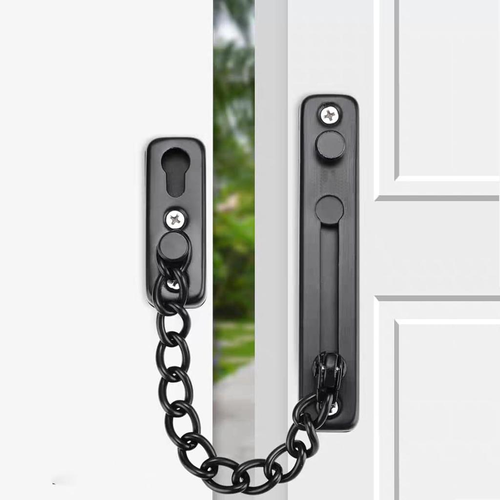 Security Door Chain Lock Sturdy Door Lock Latch for Inside Door Stainless Steel Hotel Door Lock with Spring Button Door Locks for Kids Safety
