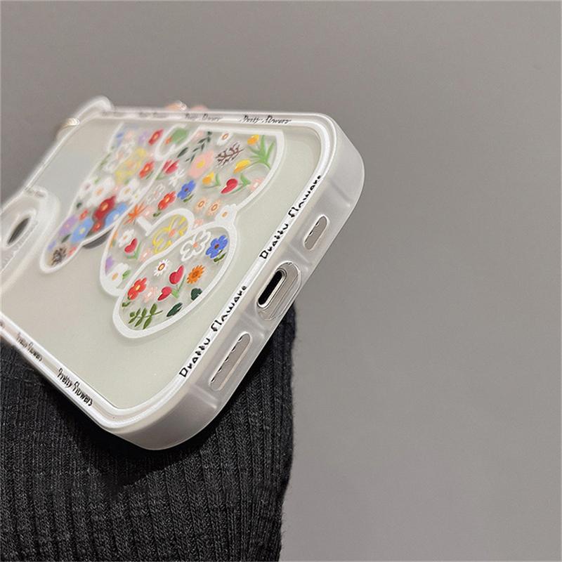 Корея Милый Цветок Медвежьи Ушки Кроссбоди Шнурок Чехол для Телефона Для iPhone 17 16 15 14 13 12 11 Pro XS Max X XR 7 8 Plus Ремешок Ударопрочная Мягкая Обложка