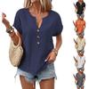 Women's Fashion Casual Button-down V-neck Short-sleeved T-shirt Top